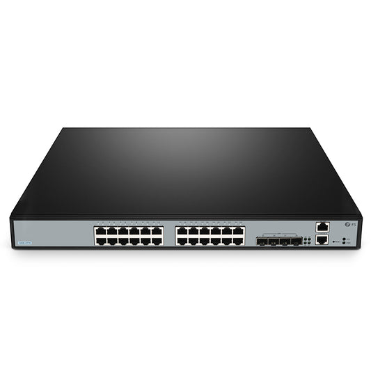 S3900-24T4S, 24-Port Gigabit Ethernet L2+ Switch, 24 x Gigabit RJ45, with 4 x 10Gb SFP+ Uplinks, Stackable Switch, Broadcom Chip, Fanless