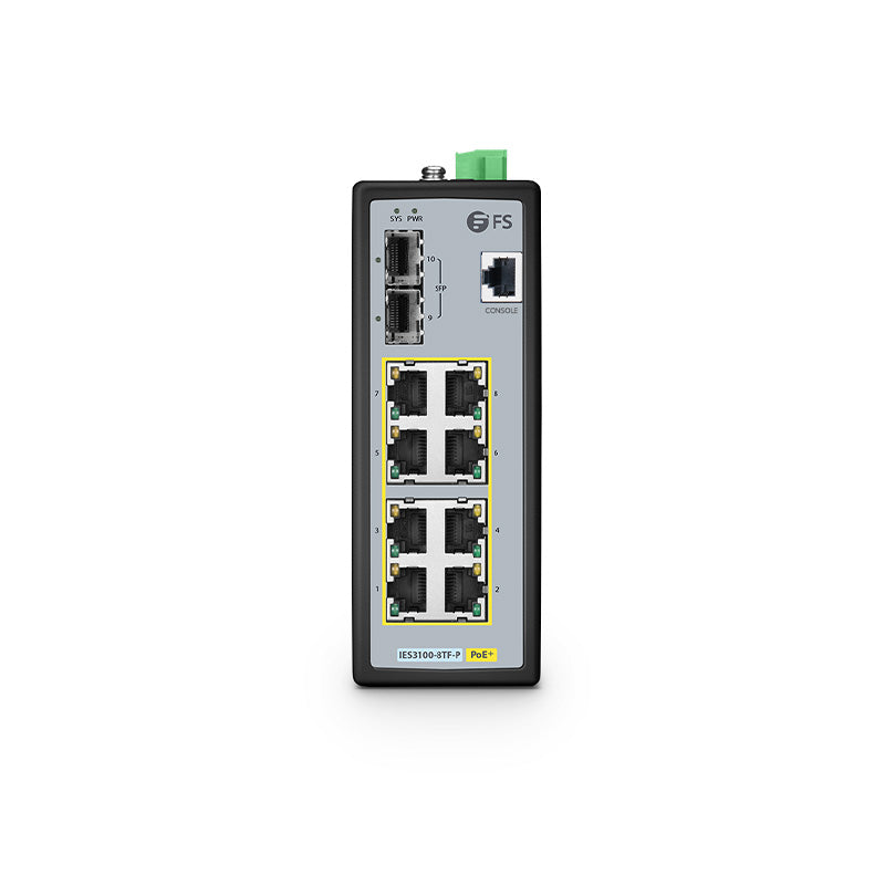 IES3100-8TF-P, 8-Port Gigabit Ethernet L2+ Managed Industrial PoE+ Switch, 8 x PoE+ Ports @240W, with 2 x 1/2.5Gb SFP, Wide-Temp