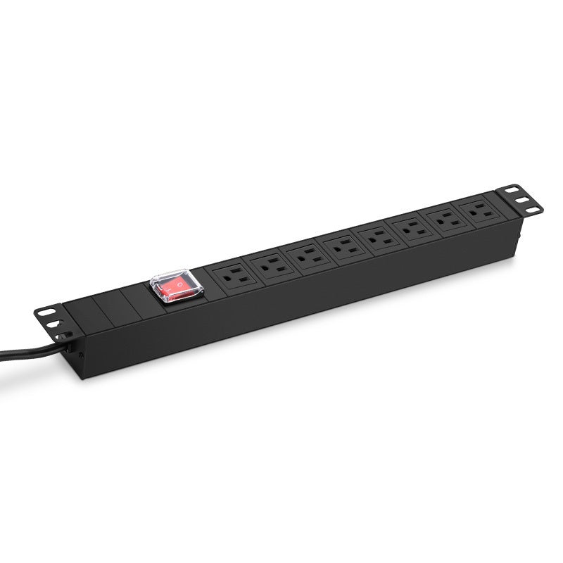 1.8kW Single-Phase 15A/125V Basic PDU, 8 NEMA 5-15R Outlets, NEMA 5-15P Plug, 6.6ft Cord, 1U Rack-Mount